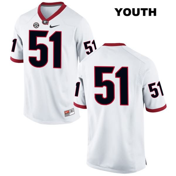 Georgia Bulldogs Youth David Marshall #51 NCAA No Name Authentic White Nike Stitched College Football Jersey YNS5556SI